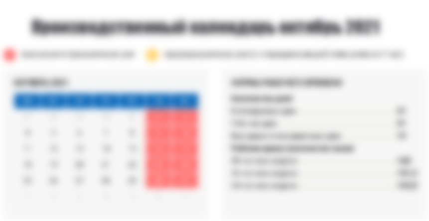 Производственный календарь в октябре 2021 года в России